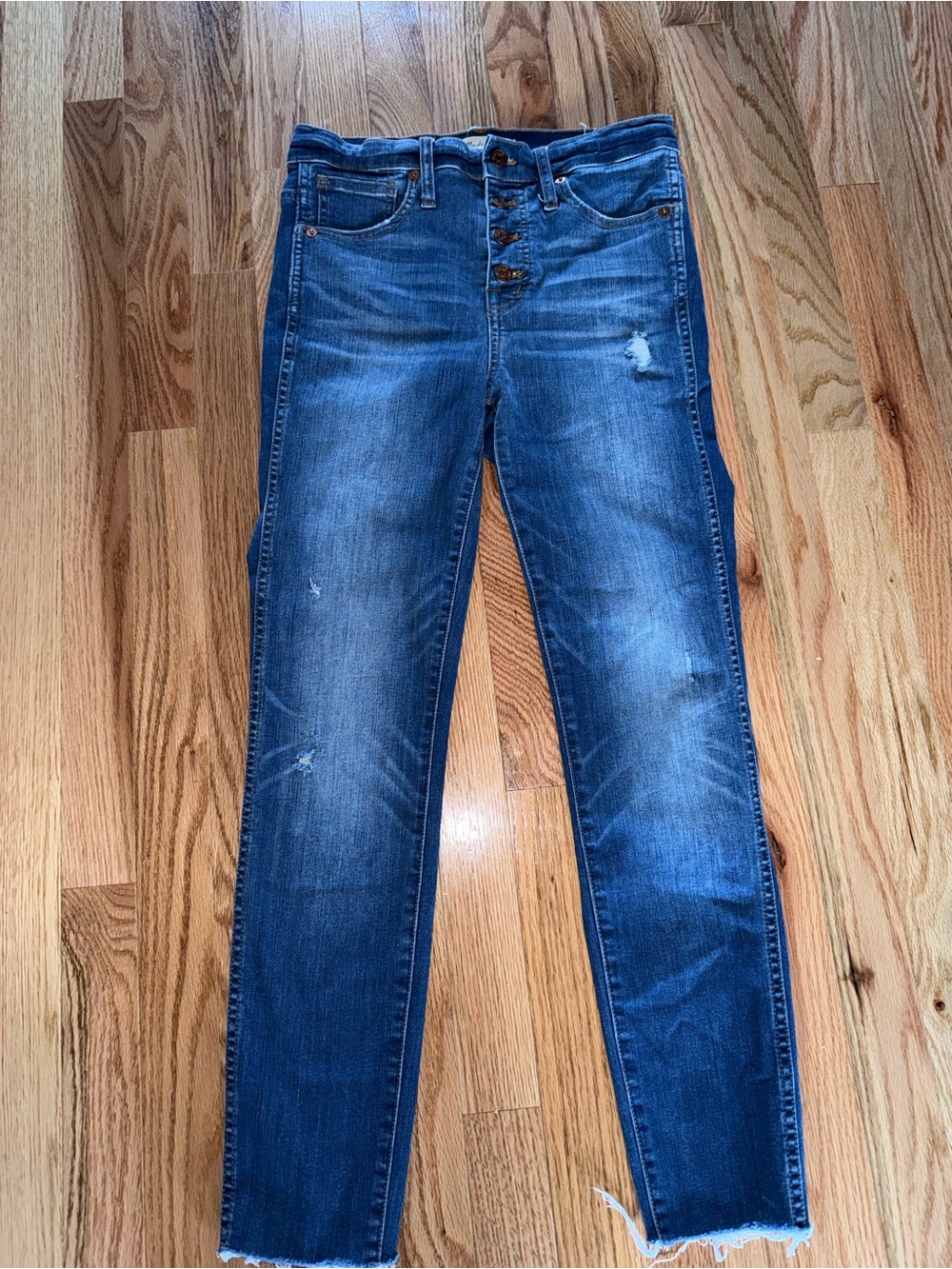 Madewell Skinny Jeans in Medium Blue Wash with Button-Fly